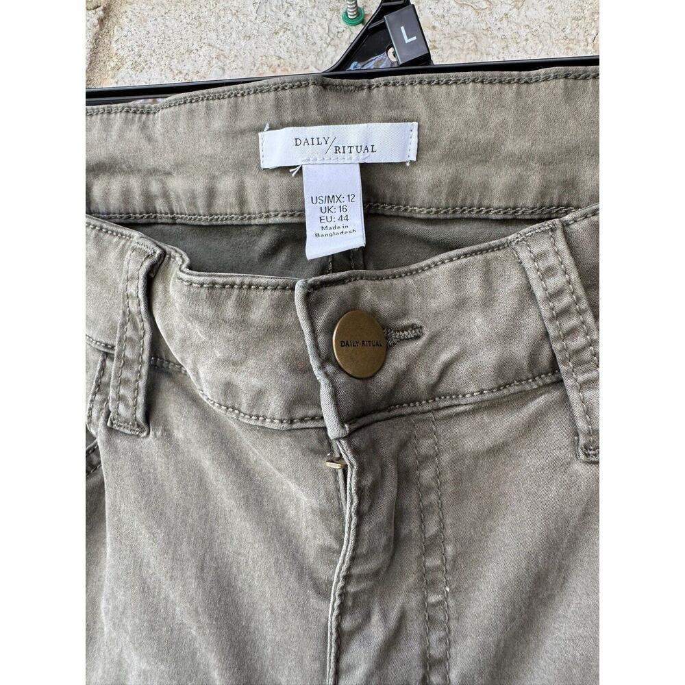 Daily Ritual Pants Olive Green Size 12 Skinny - Picture 2 of 5